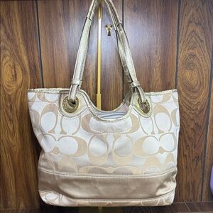 Coach Cream Beige Signature C Tote Beach Tote Project Parts